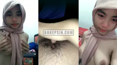 Dirini Viral Main Basah Pakai Jilbab Pink